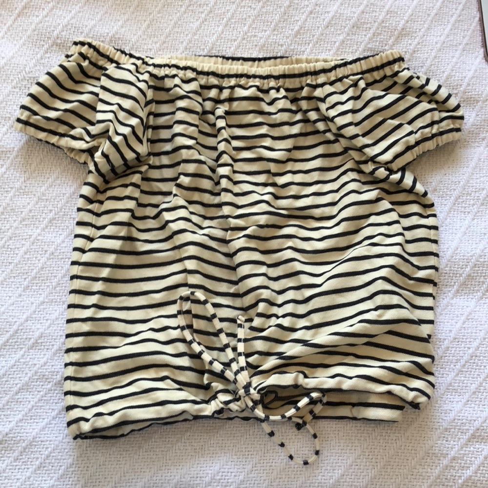 Madewell striped off the shoulder top